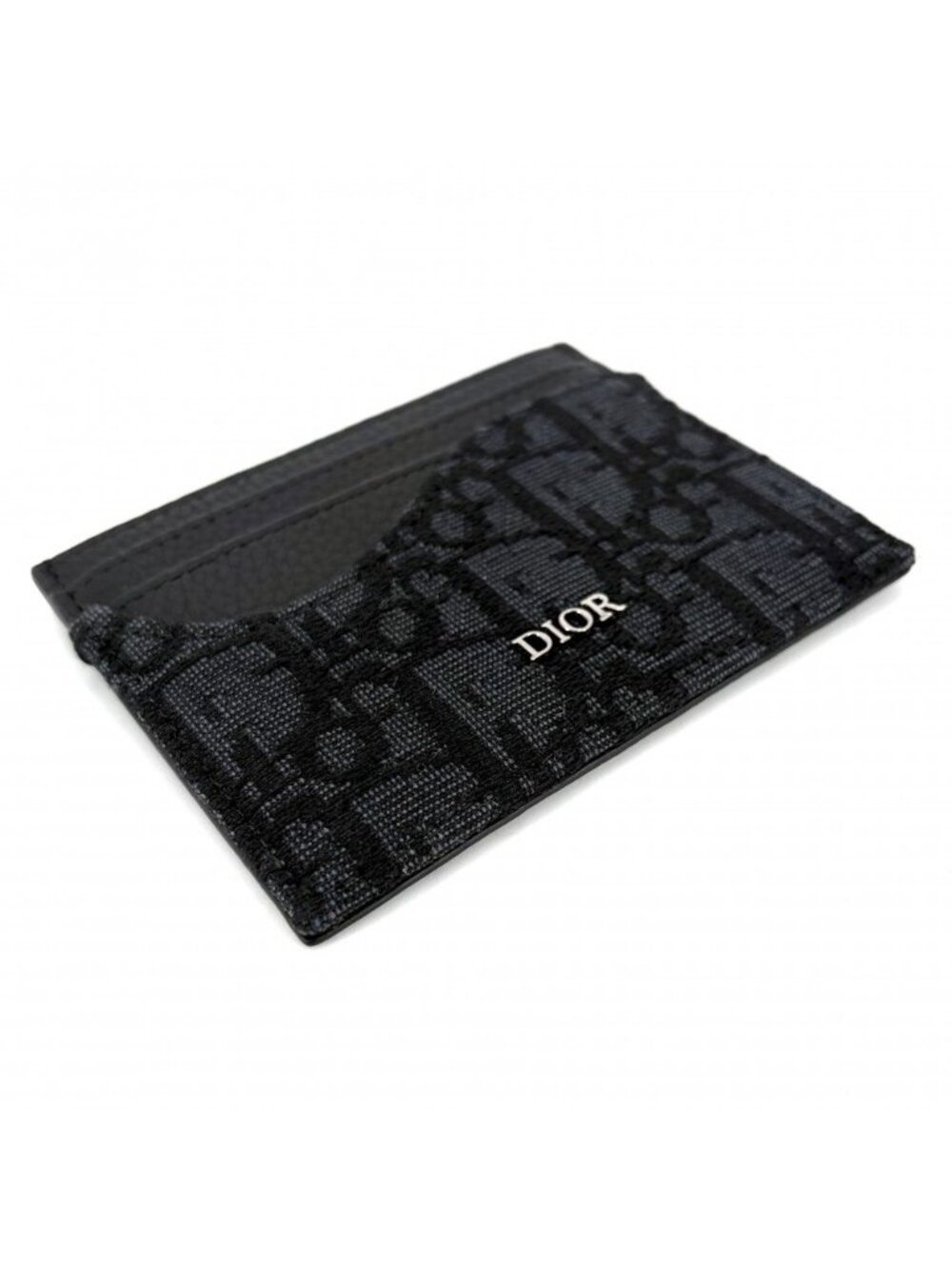 Dior Card Case Saddle Holder Oblique Calf Jacquard Black Gunmetal - Picture 3 of 5